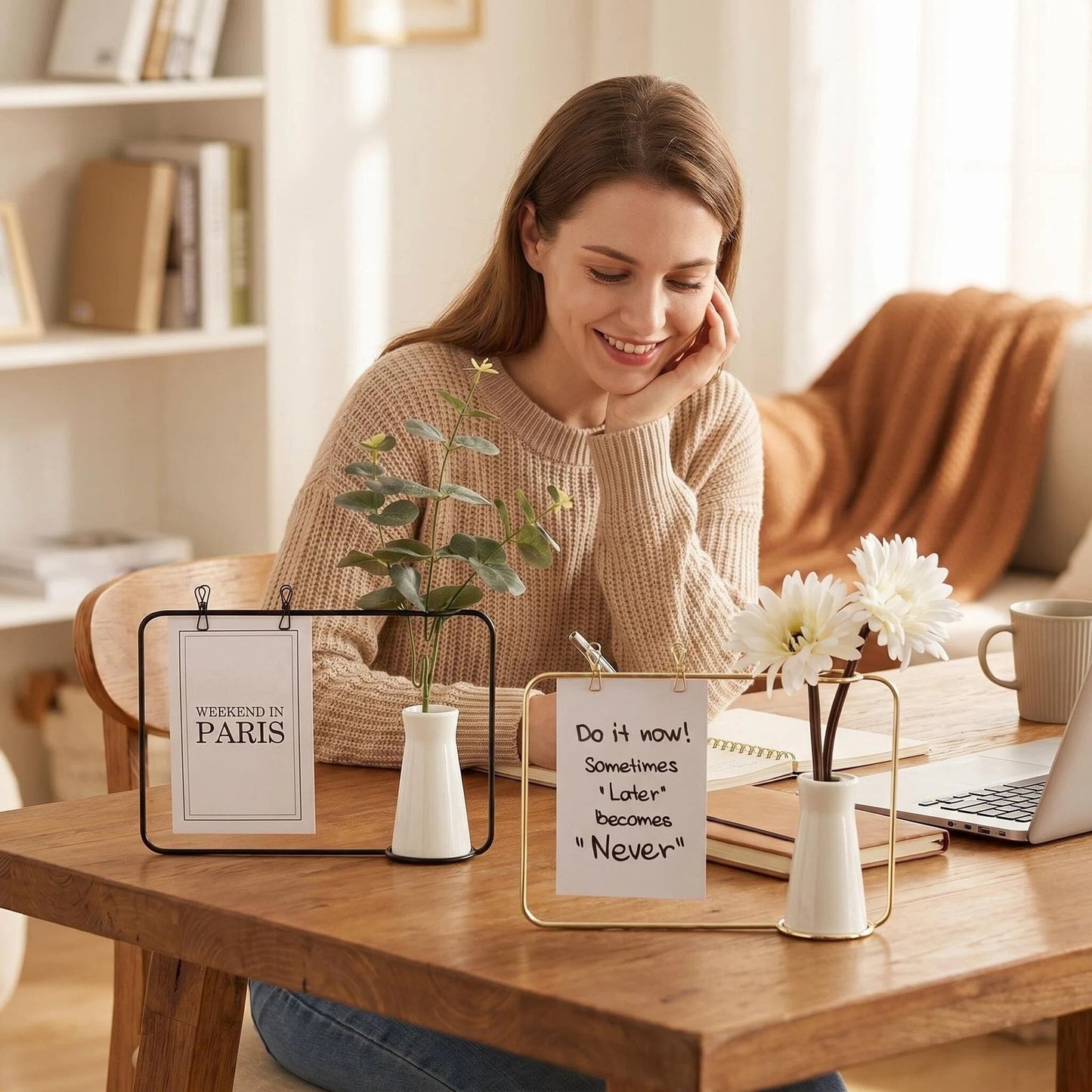 Metal Photo Holder with Ceramic Vase additional product view