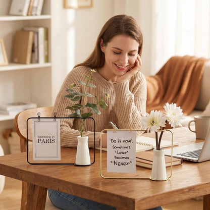 Metal Photo Holder with Ceramic Vase additional product view