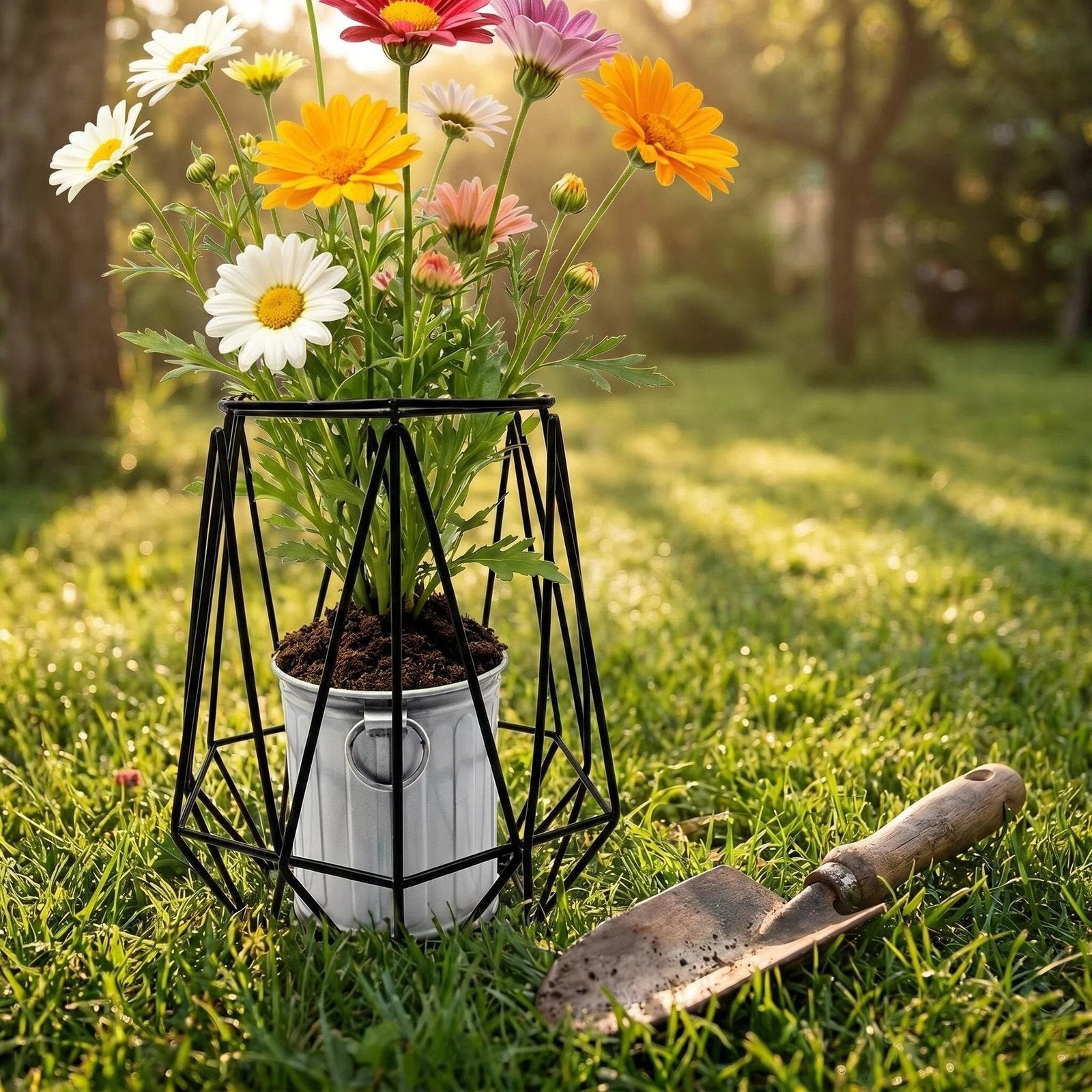 Rustic Metal Bucket Planter additional product view