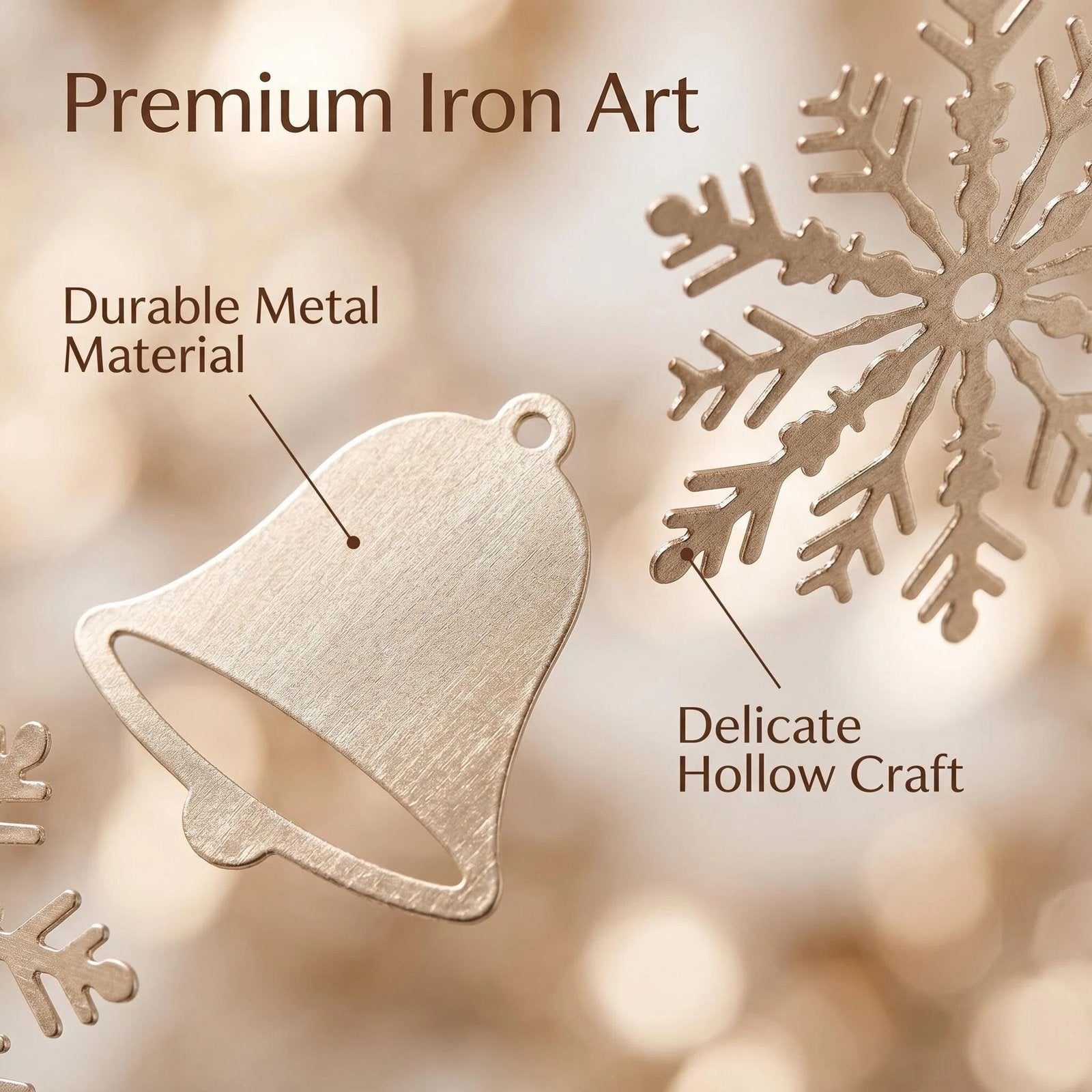 Metal Bell & Snowflake Christmas Garland additional product view