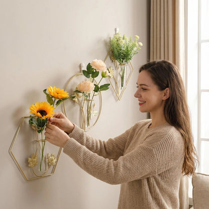 Gold Geometric Metal Wall Vase additional product view