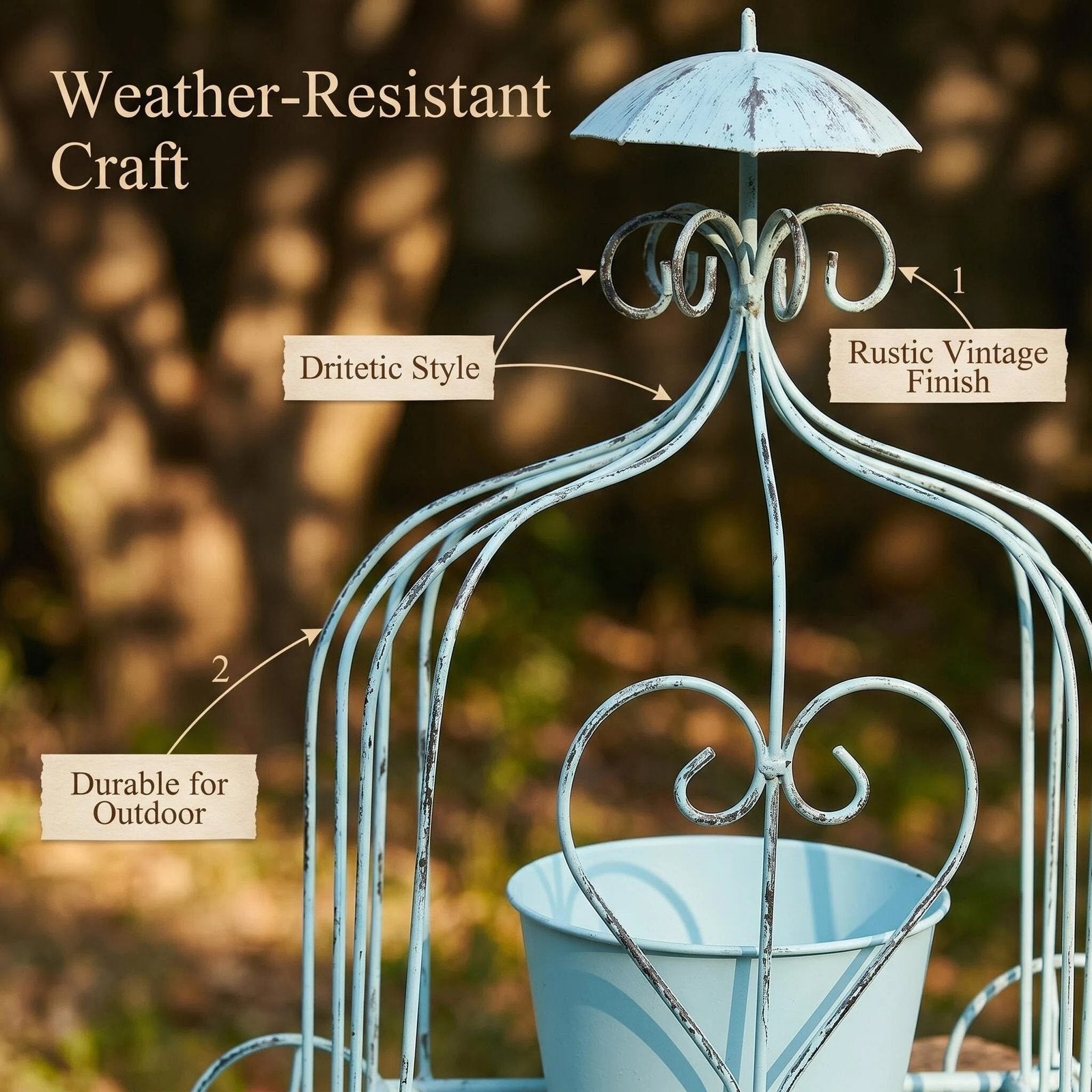 Rustic Metal Pumpkin Carriage Planter additional product view