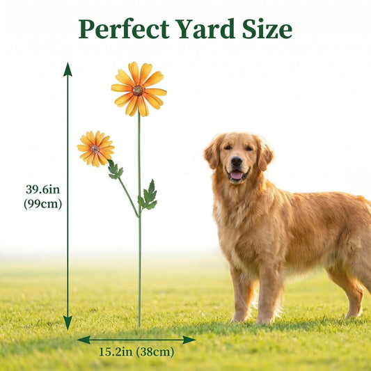Metal Daisy Wind Spinner Garden Stake alternate product view