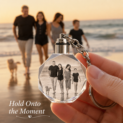 Personalized Octagon Crystal Keychain with Custom Photo or Logo