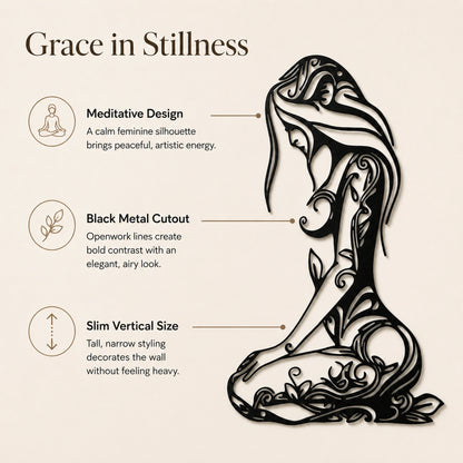 Yoga Woman Metal Wall Art for Studio and Living Room