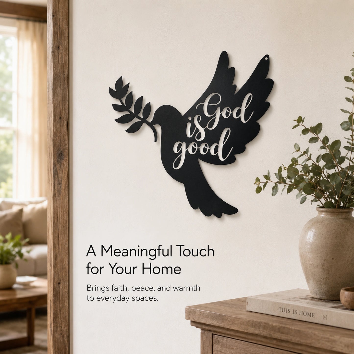 God Is Good Dove Metal Wall Art for Living Room
