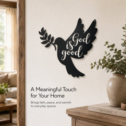 God Is Good Dove Metal Wall Art for Living Room