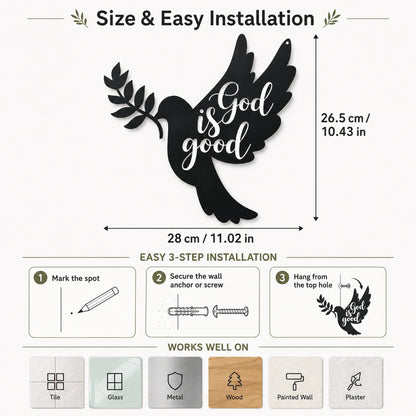 God Is Good Dove Metal Wall Art for Living Room