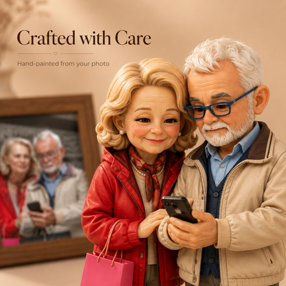 Custom Hand-Painted 3D Chibi Couple Figurine from Photo
