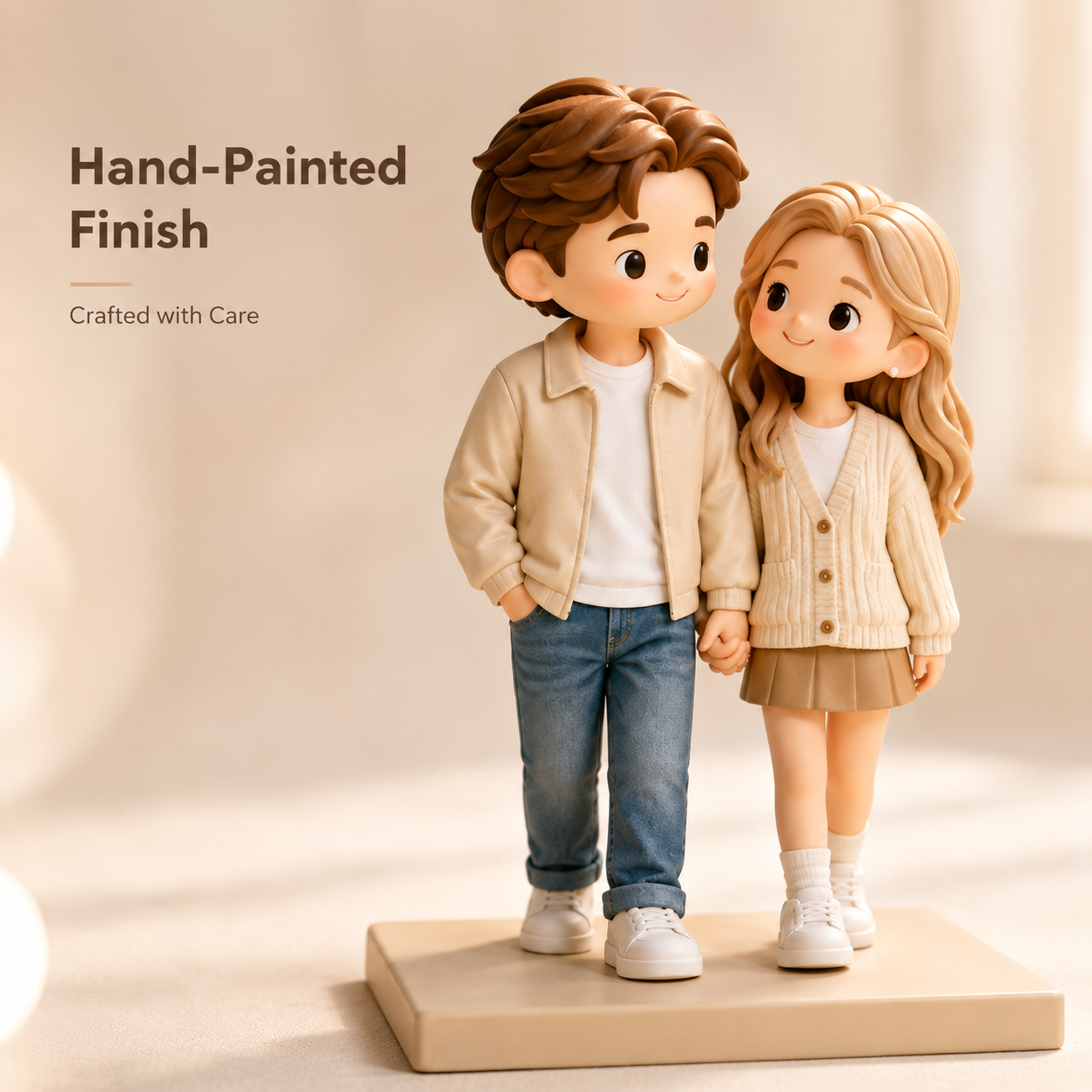 Custom 3D Printed Couple Figurine from Photo with DIY Painting Kit
