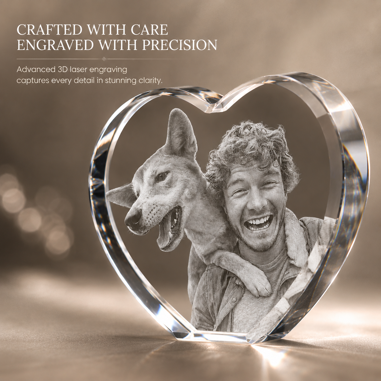 Personalized 3D Heart Crystal Photo Keepsake – Custom Photo Gift