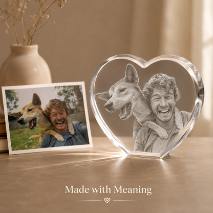 Personalized 3D Heart Crystal Photo Keepsake – Custom Photo Gift