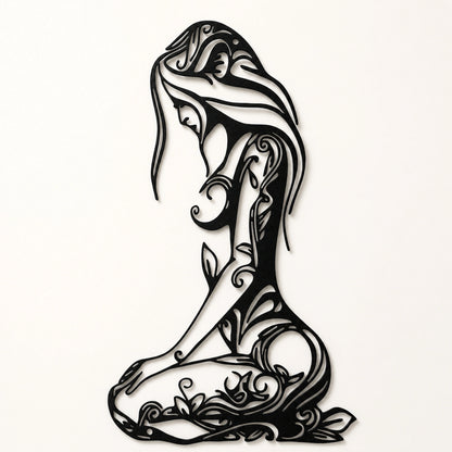 Yoga Woman Metal Wall Art for Studio and Living Room