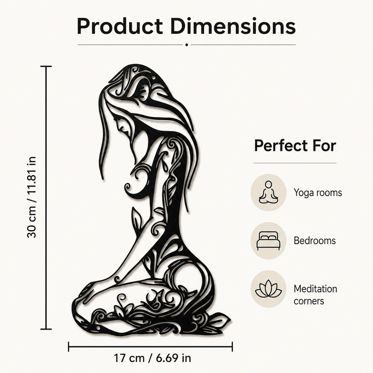 Yoga Woman Metal Wall Art for Studio and Living Room