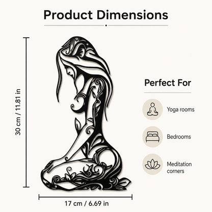 Yoga Woman Metal Wall Art for Studio and Living Room