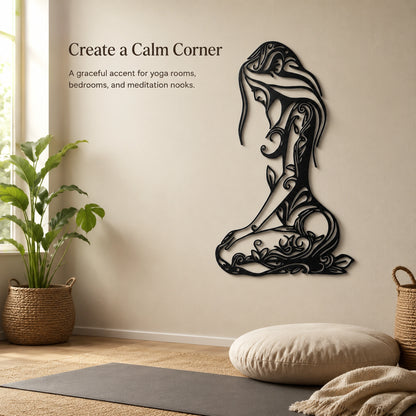 Yoga Woman Metal Wall Art for Studio and Living Room