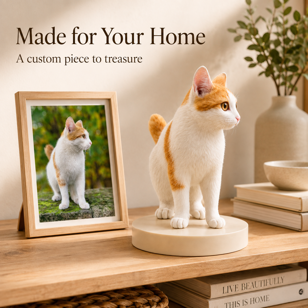 Custom 3D Cat Figurine from Photo | Personalized Pet Keepsake
