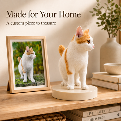Custom 3D Cat Figurine from Photo | Personalized Pet Keepsake