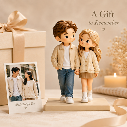 Custom 3D Printed Couple Figurine from Photo with DIY Painting Kit