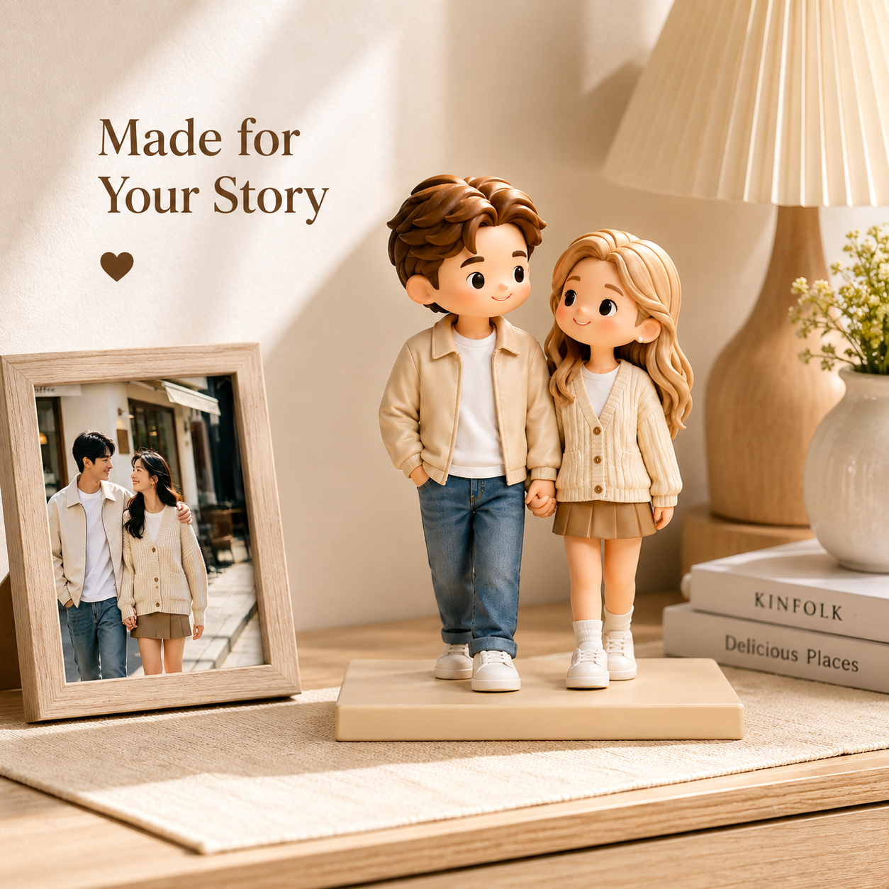 Custom 3D Printed Couple Figurine from Photo with DIY Painting Kit
