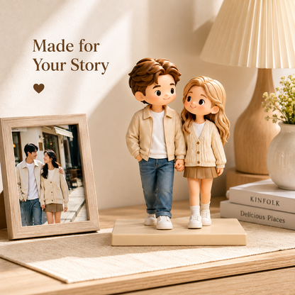 Custom 3D Printed Couple Figurine from Photo with DIY Painting Kit