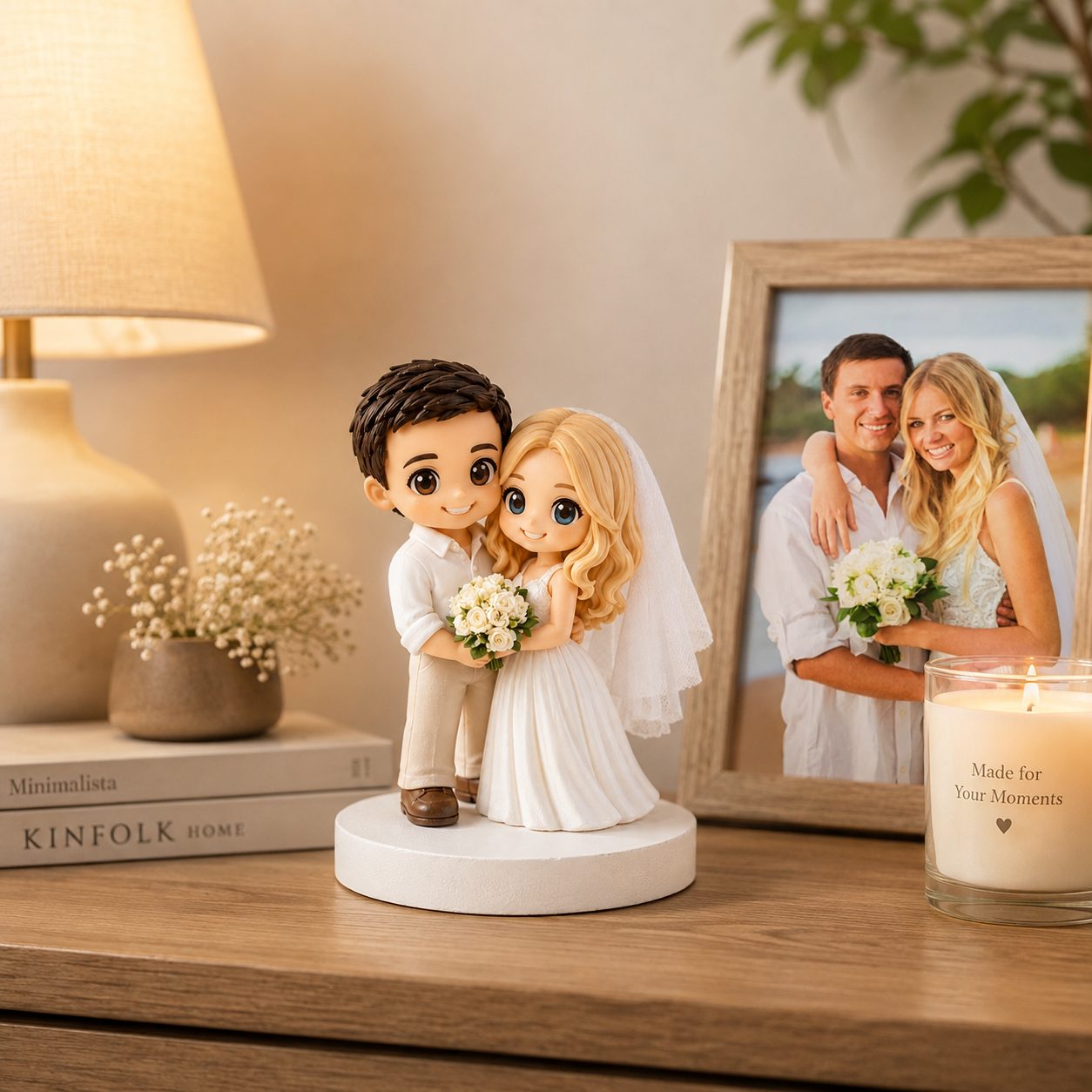 Custom 3D Printed Chibi Couple Figurine from Photo with DIY Paint Kit