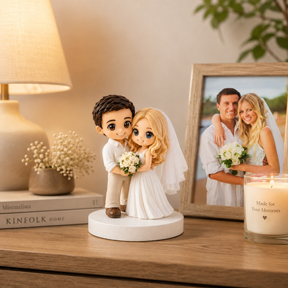 Custom 3D Printed Chibi Couple Figurine from Photo with DIY Paint Kit