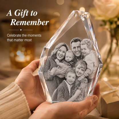 Personalized 3D Photo Crystal Keepsake – Iceberg Shape
