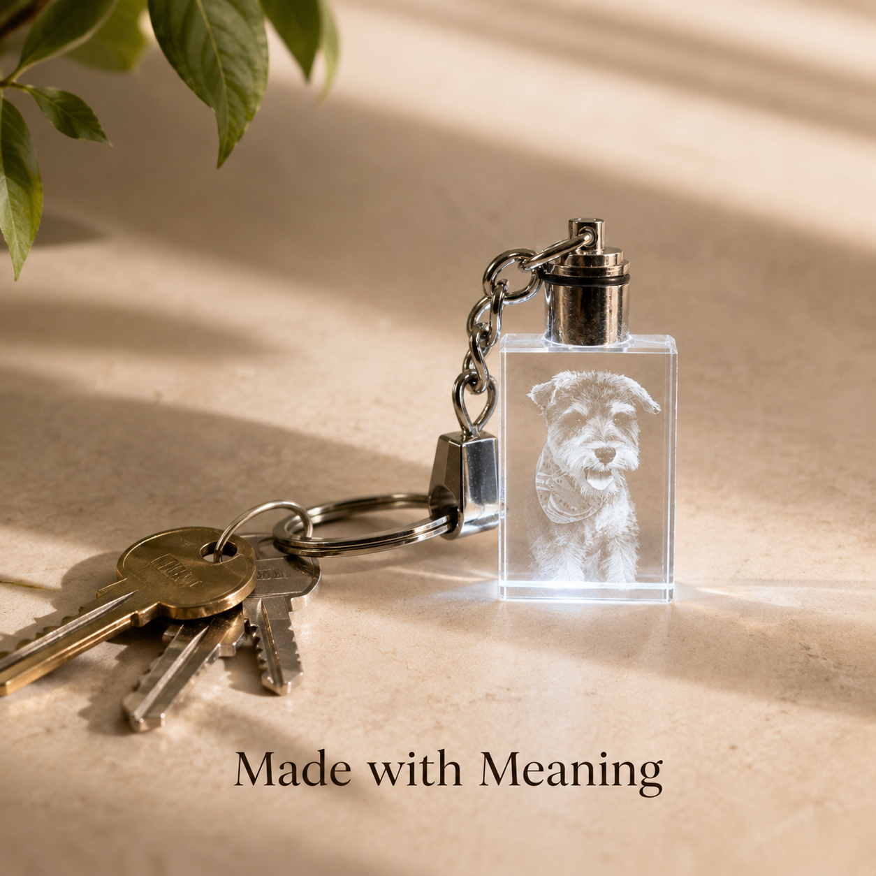 Personalized LED Crystal Pet Photo Keychain with Custom Engraving