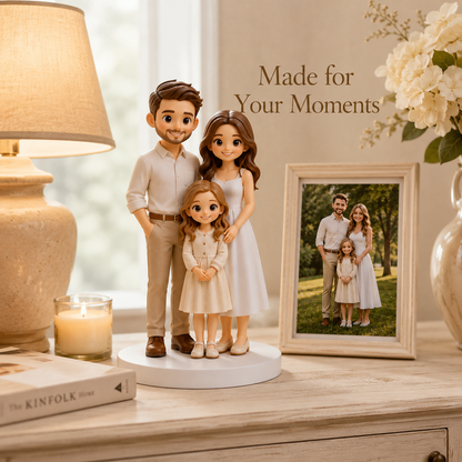 Custom 3D Printed Family Chibi Figurine from Photo with DIY Kit