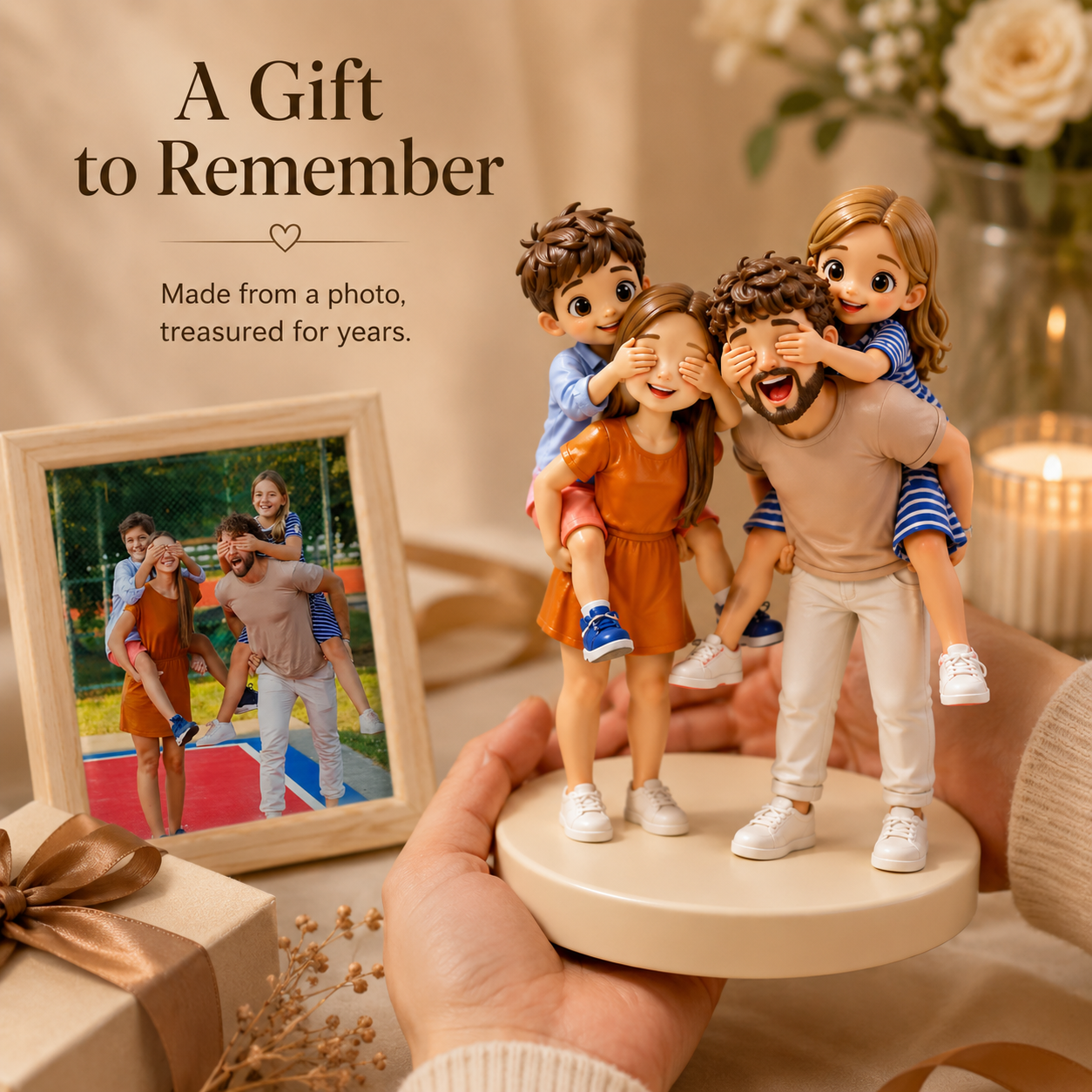 Custom Photo Chibi Figurine - Personalized 3D Family Keepsake Gift