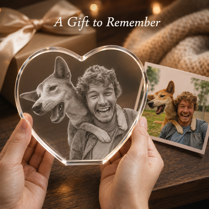 Personalized 3D Heart Crystal Photo Keepsake – Custom Photo Gift
