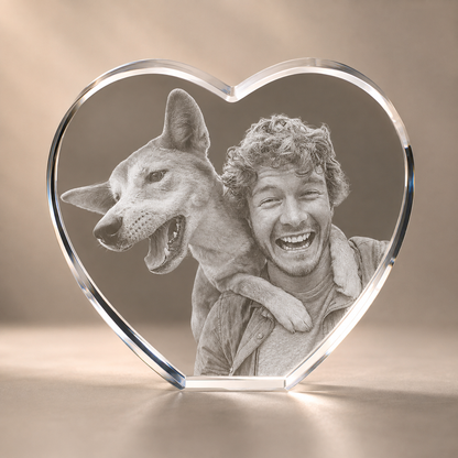Personalized 3D Heart Crystal Photo Keepsake – Custom Photo Gift
