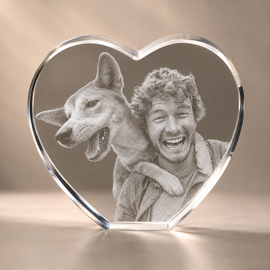 Personalized 3D Heart Crystal Photo Keepsake – Custom Photo Gift
