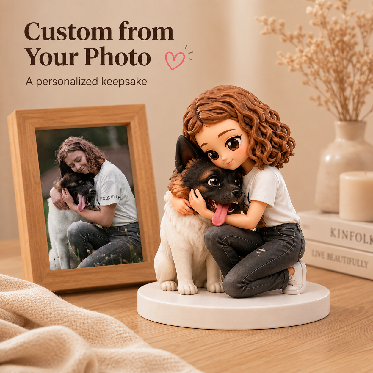 Custom Pet & Owner Chibi Figurine from Photo with DIY Paint Kit