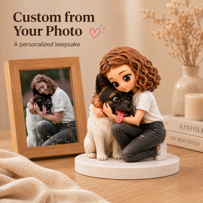 Custom Pet & Owner Chibi Figurine from Photo with DIY Paint Kit