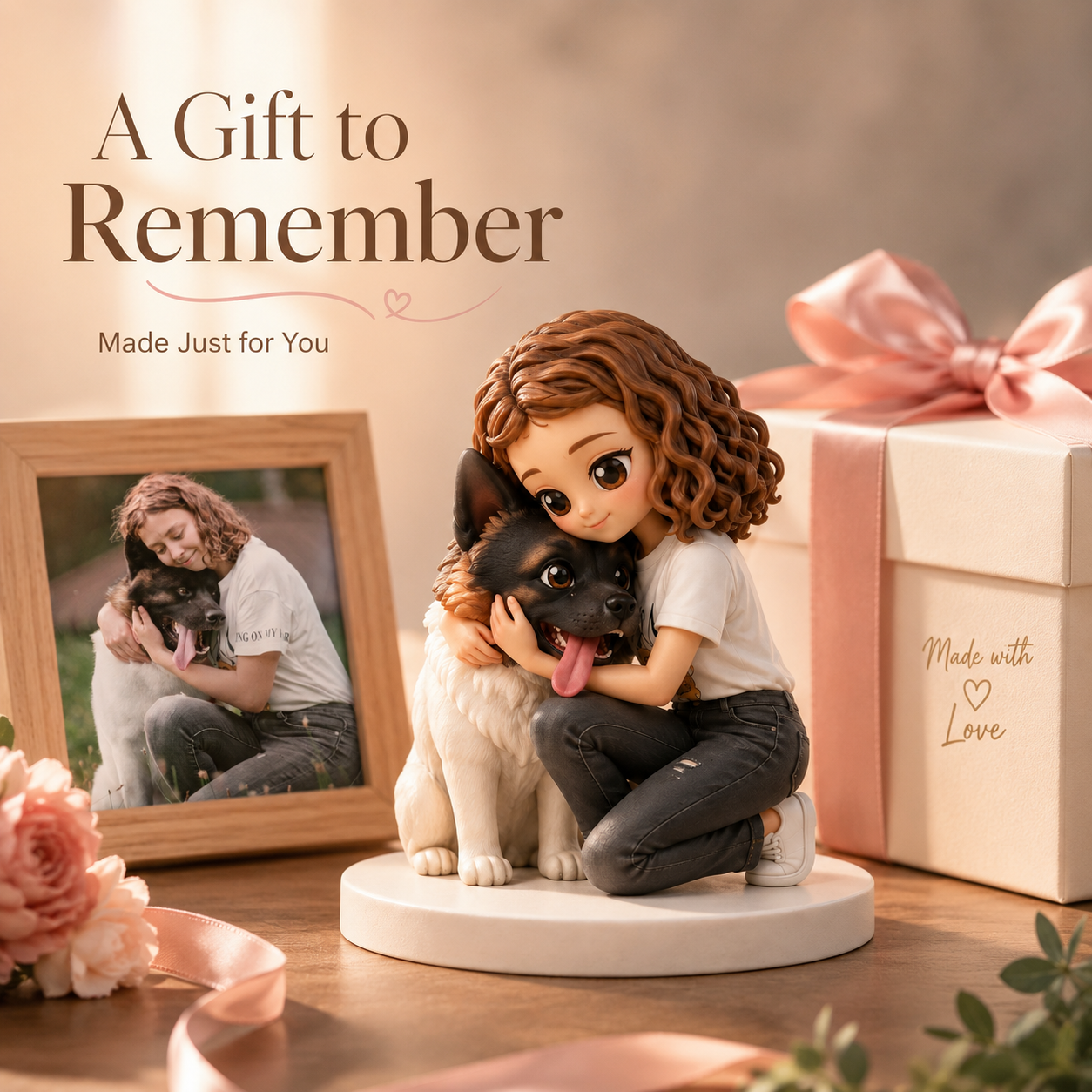 Custom Pet & Owner Chibi Figurine from Photo with DIY Paint Kit