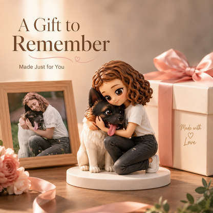 Custom Pet & Owner Chibi Figurine from Photo with DIY Paint Kit
