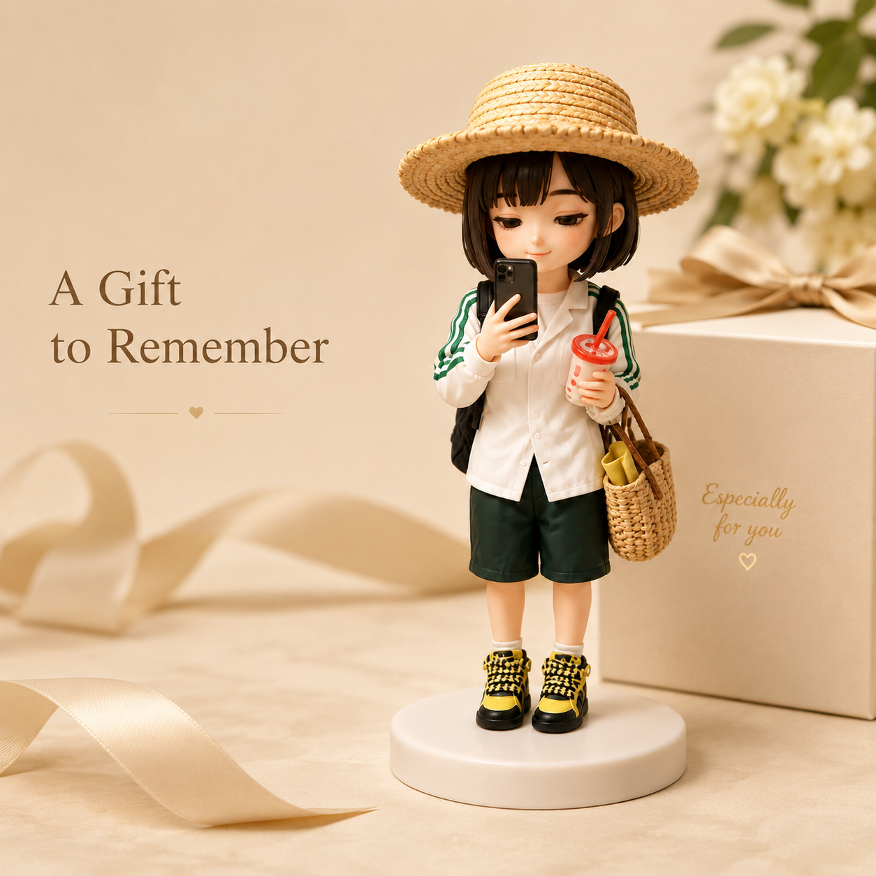 Custom 3D Printed Woman Figurine from Photo with DIY Painting Kit