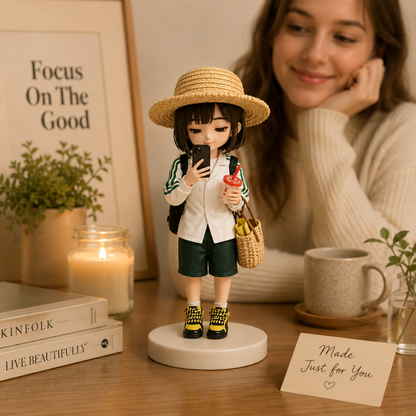 Custom 3D Printed Woman Figurine from Photo with DIY Painting Kit