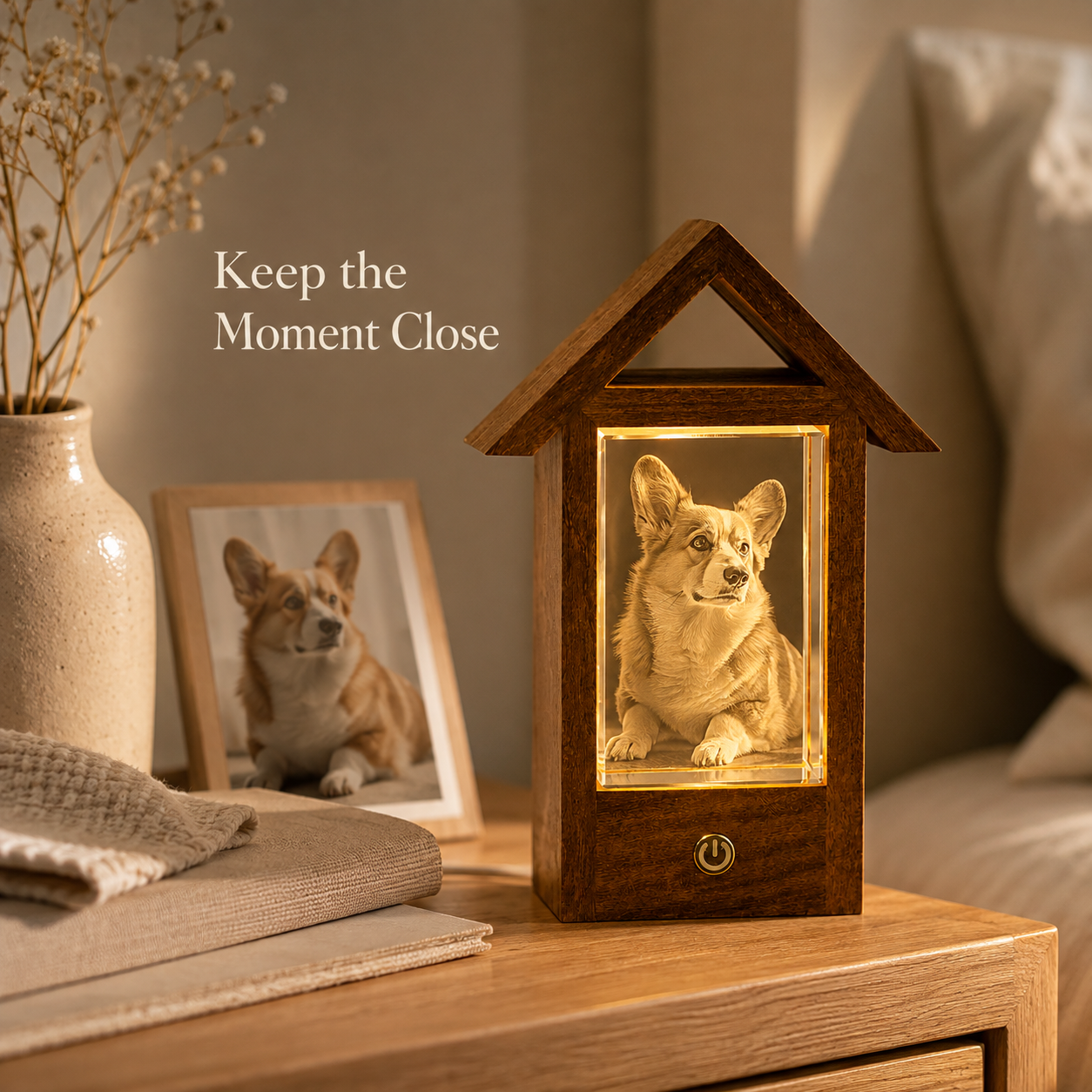 Personalized 3D Crystal Pet Photo Memorial Lighted House