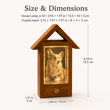 Personalized 3D Crystal Pet Photo Memorial Lighted House