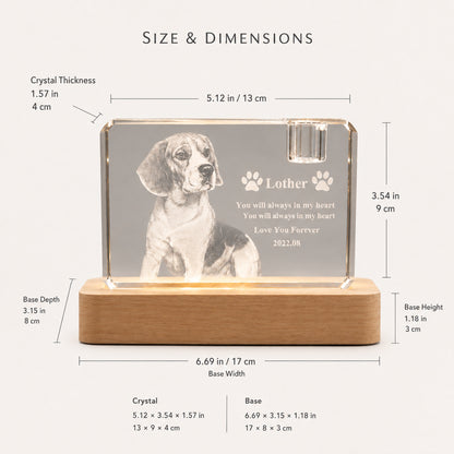 Personalized 3D Crystal Pet Memorial with LED Wood Base