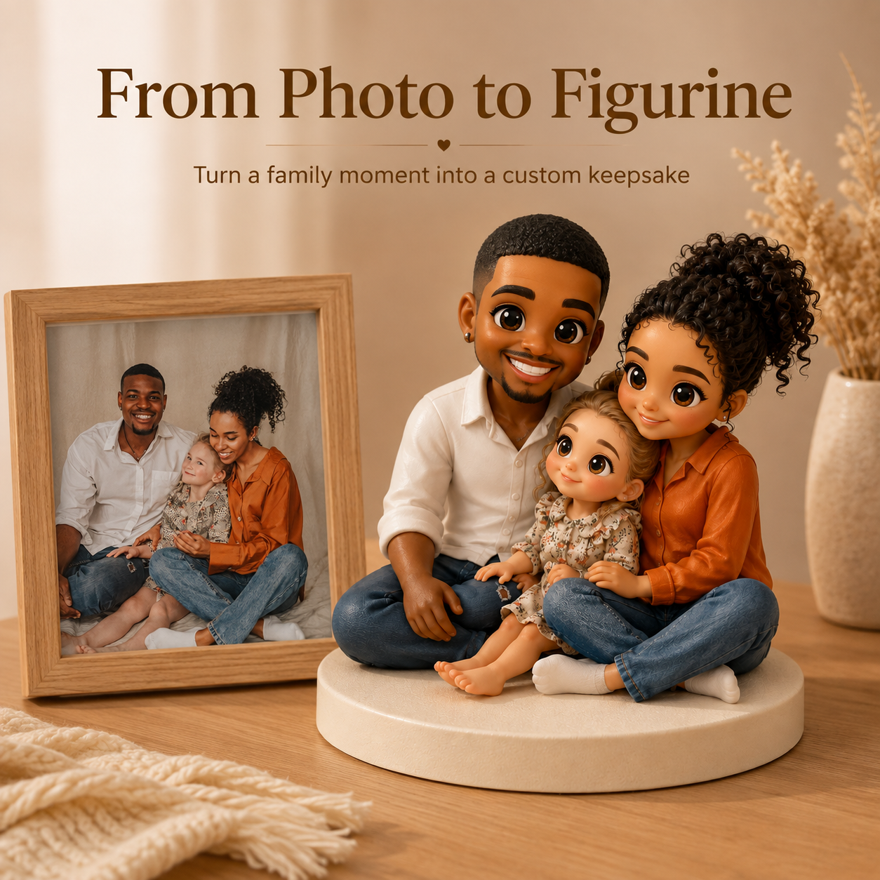 Custom 3D Family Figurine from Photo | Personalized Keepsake