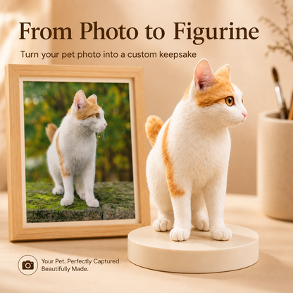 Custom 3D Cat Figurine from Photo | Personalized Pet Keepsake