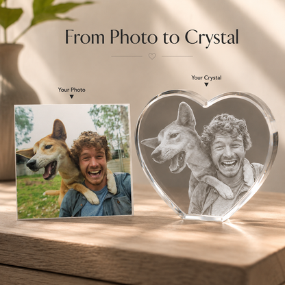 Personalized 3D Heart Crystal Photo Keepsake – Custom Photo Gift