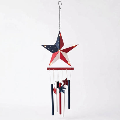 American Star Wind Chime - Solar Metal Garden Decor