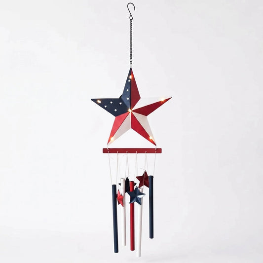American Star Wind Chime - Solar Metal Garden Decor