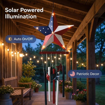 American Star Wind Chime - Solar Metal Garden Decor