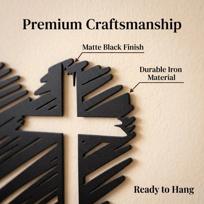 Cross Heart Metal Wall Art, Sketch Design for Home Decor